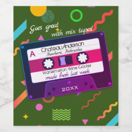 Cassette Mix-Band 80er Rettro personalisierte haus Weinetikett