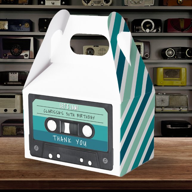 Cassette Tape Blue Retro Geburtstagsparty Geschenkschachtel (Cassette Tape Retro Birthday Party Favor Boxes
)