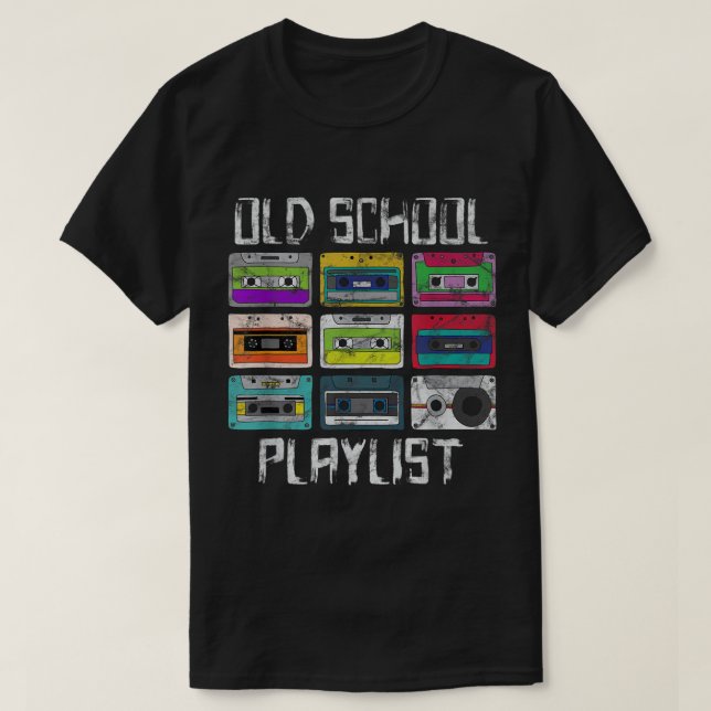 Cassette Tape Music Retro 80er Old School Playlist T-Shirt (Design vorne)