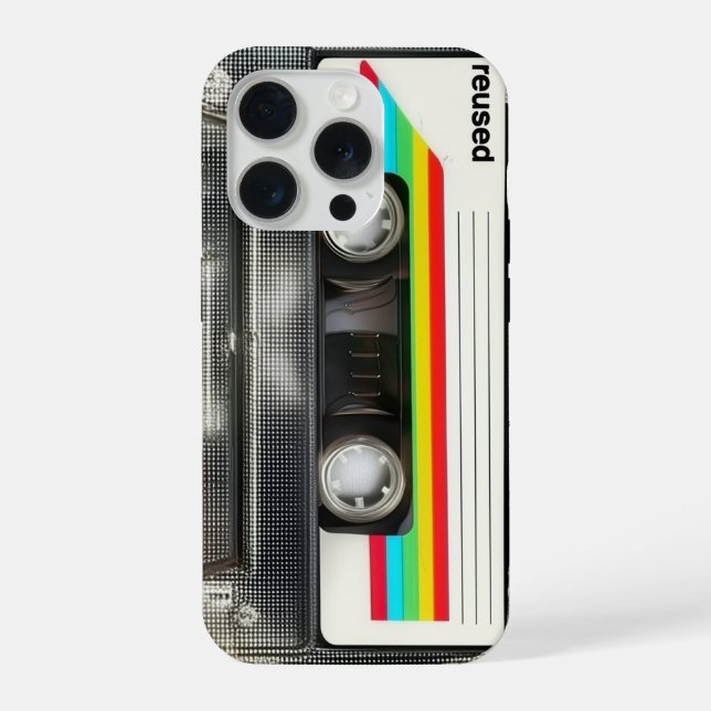 Cassette Tape Transparent Retro Mixtape 80s Aesthe iPhone 15 Pro Hülle (Rückseite)