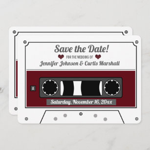 Cassette Tape Wein Red Wedding Save the Date Einladung