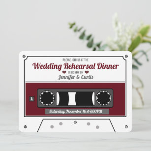 Cassette Tape Wine Red Wedding Probe Dinner Einladung