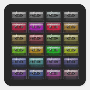 CASSETTE TAPES RETRO MUSIC LOVER QUADRATISCHER AUFKLEBER