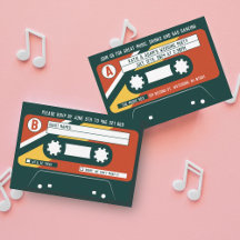 CASSETTE WEDD INVITATION RSVP CARD
