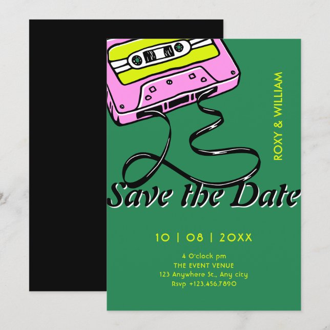 Cassette wedding  save the date (Vorne/Hinten)