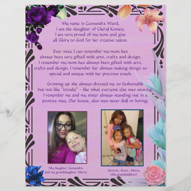 Cassie's Widmung personalisiertes Papier (Vorderseite)