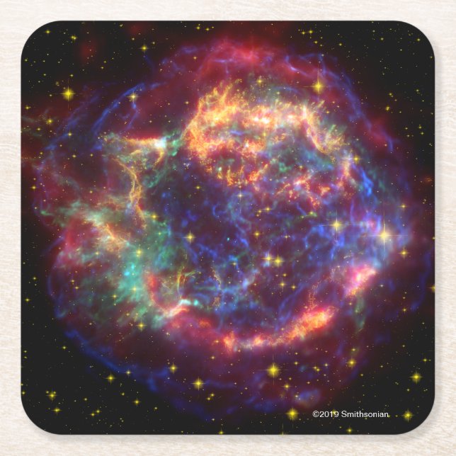 Cassiopeia A in vielen Farben Rechteckiger Pappuntersetzer (Vorderseite)