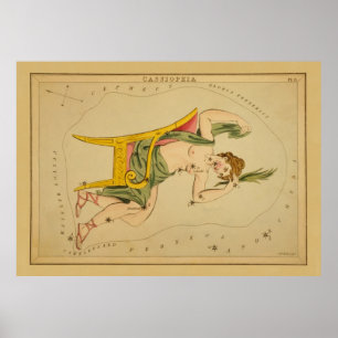 Cassiopeia - Vintages Sternenkartenbild Poster
