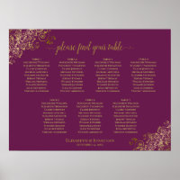 Cassis Lila & Gold 7 Tabelle Seating Chart