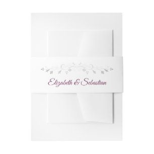 Cassis Lila mit Silver Blüh Elegante Hochzeit Einladungsbanderole