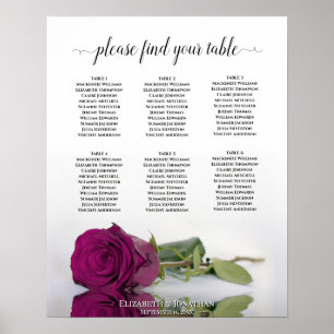 Cassis Lila Rose 6 Tabelle Hochzeitstabelle Poster