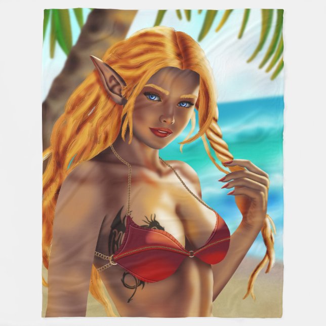 Cassja am Strand Fleecedecke (Vorderseite)