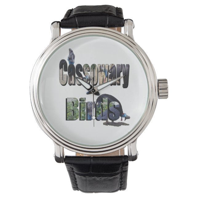 Cassowary Birds Picture Logo mit Cassowards, Armbanduhr (Vorderseite)