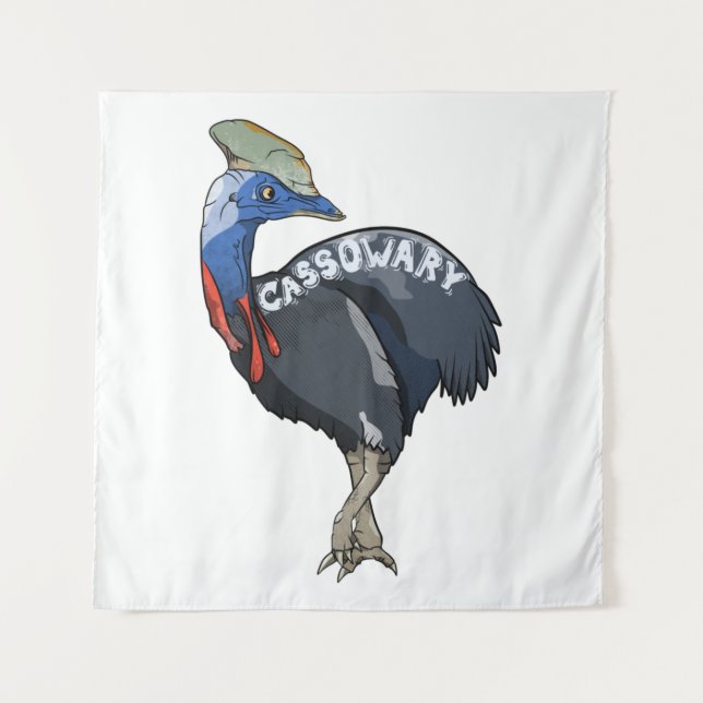 cassowary colored woth text wandteppich (Vorderseite)