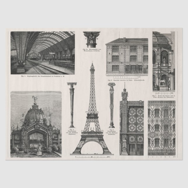 Cast Iron Architektur 1894 Ephemera Decoupage Seidenpapier (Vorderseite)