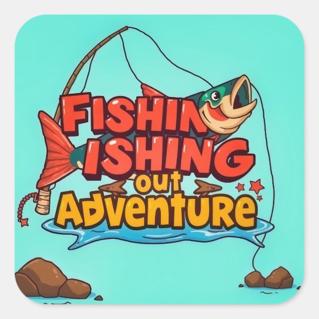 Cast your line: Ein Fishing-Abenteuer erwartet Quadratischer Aufkleber (Vorderseite)
