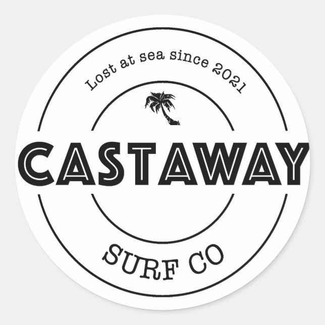 Castaway Surf Co. Original-Logo Runder Aufkleber (Vorderseite)