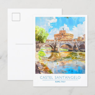 Castel Sant'Angelo Rom Italien Vintage Reise  Postkarte