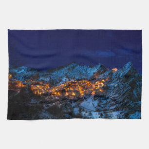 Castelmezzano, Italien - SchneeWinternacht Küchentuch