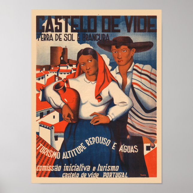 Castelo de Vide Portugal Vintage Poster 1930er (Vorne)
