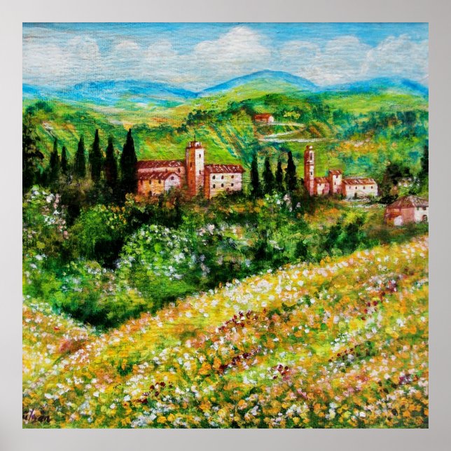 CASTELS IN CHIANTI LANDSCAPE,GELBE BLUME POSTER (Vorne)