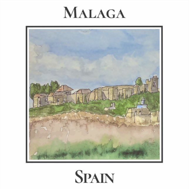 Castillo de Gibralfaro und Alcazaba. Málaga Spanie Aufkleber (Vorderseite)