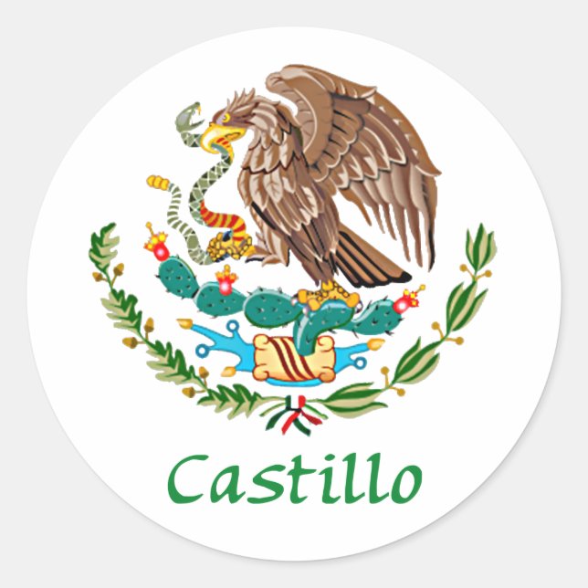 Castillo Mexican National Siegel Runder Aufkleber (Vorderseite)