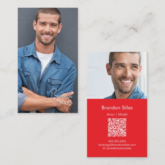 Casting Essentials Foto-Geschäftskarte | QR-Code Visitenkarte (Vorne/Hinten)