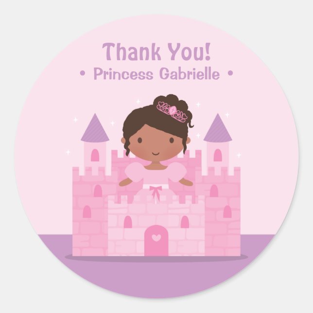 Castle African American Princess Vielen Dank, dass Runder Aufkleber (Vorderseite)