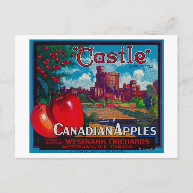 Castle Apple Label - Westbank B.C. Kanada Postkarte (Vorderseite)