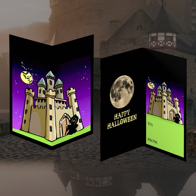 Castle Bats & Grim Sensenmann Kurswechsel-Karte Visitenkarten (Castle Bats & Grim Reaper Classroom Exchange Card)