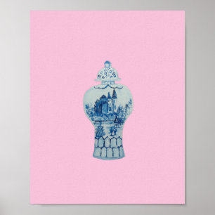 Castle Blue und White Ginger Jar Art Print Poster
