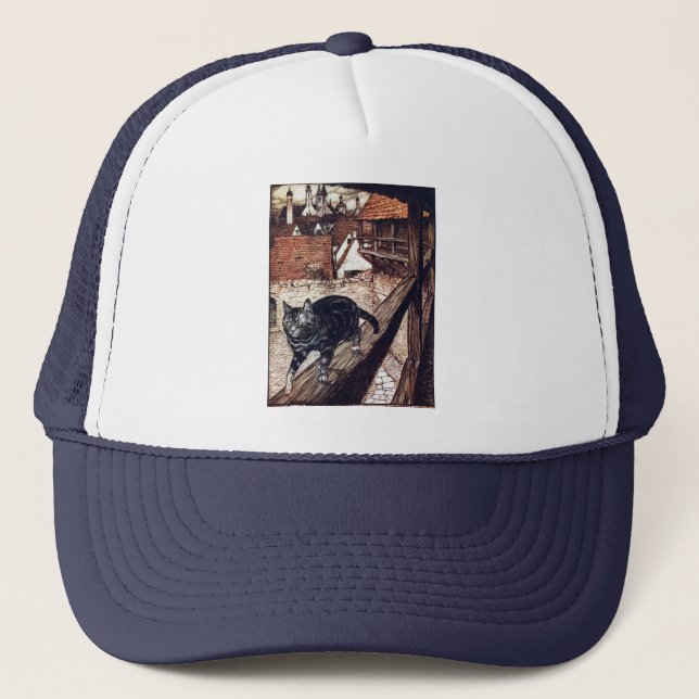 Castle Cat Rackham Illustration Truckerkappe (Vorderseite)