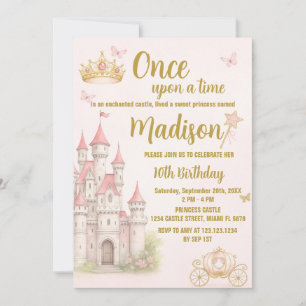 Castle & Crown Princess Invitation d'anniversaire