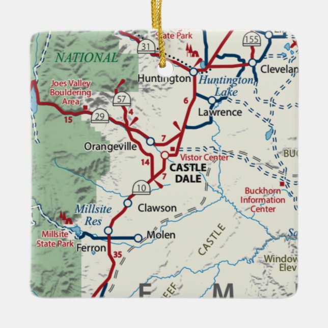 Castle Dale Utah Karte Keramikornament (Vorderseite)