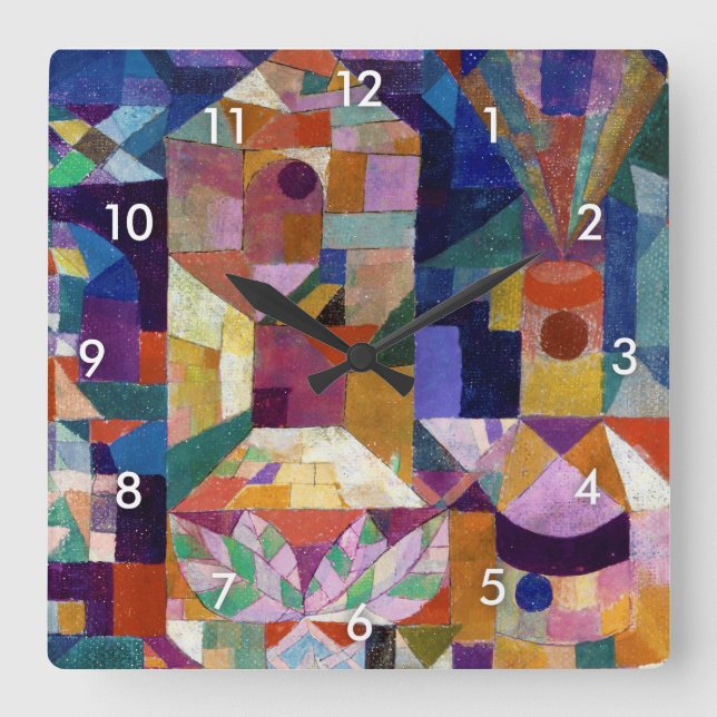 Castle Garden, Paul Klee Quadratische Wanduhr (Vorderseite)