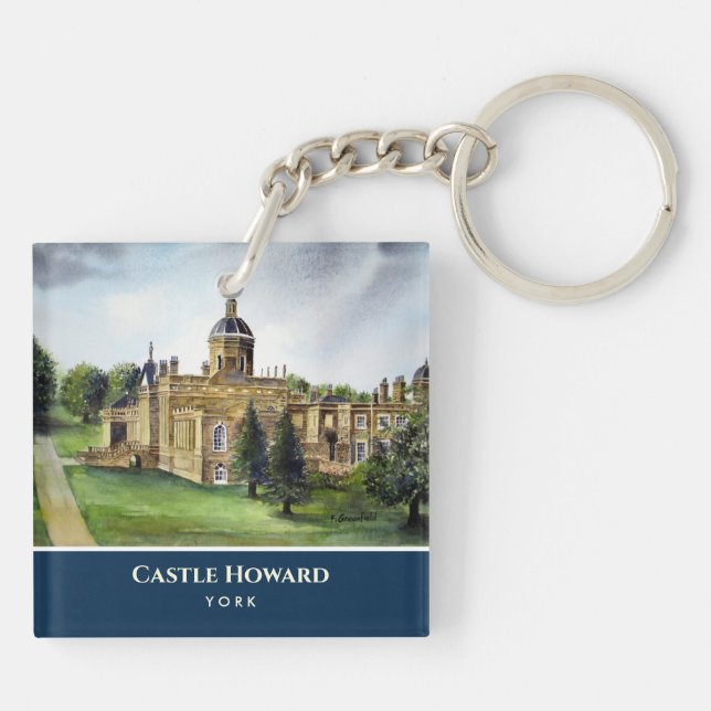 Castle Howard York England Aquarellmalerei Schlüsselanhänger (Rückseite)