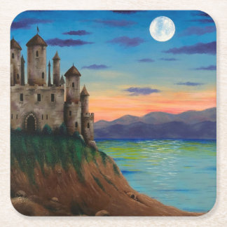 "Castle Island" Landschaftliche Burginsel Unterset Rechteckiger Pappuntersetzer