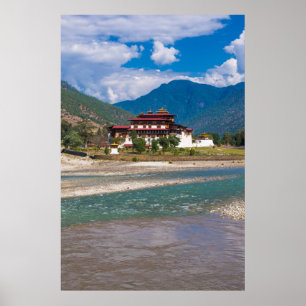 Castle of Punakha, Bhutan, Asia Poster