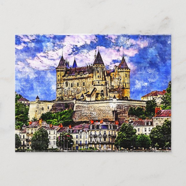 Castle Saumur, Loire Valley, Frankreich. Postkarte (Vorderseite)