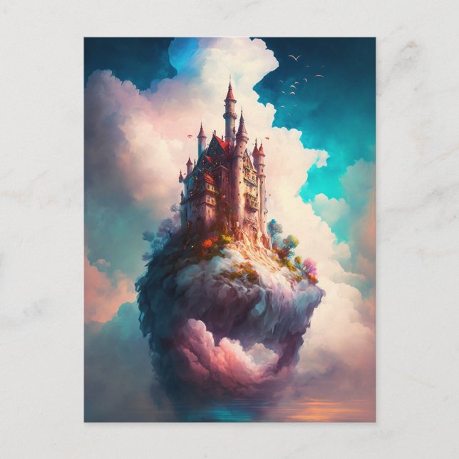 Castle Sky Clouds Imaginaire Art Carte postale (Devant)