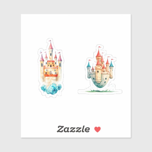Castle Watercolor Aufkleber (Blatt)