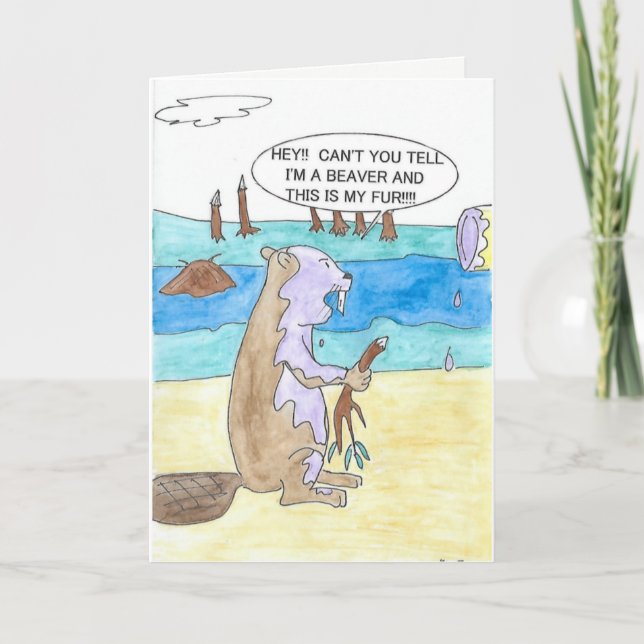 Castor contre la carte d'anniversaire de peinture (Devant)