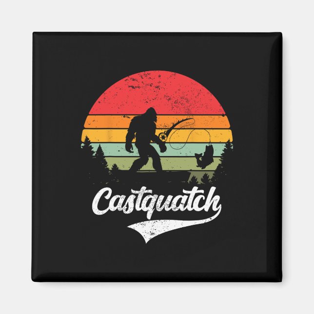 Castquatch Funny B Fisherman Fishing Meme Magnet (Vorne)