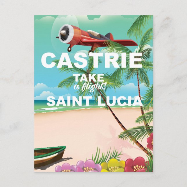Castrie Saint Lucia Vintage Reiseplakat Postkarte (Vorderseite)
