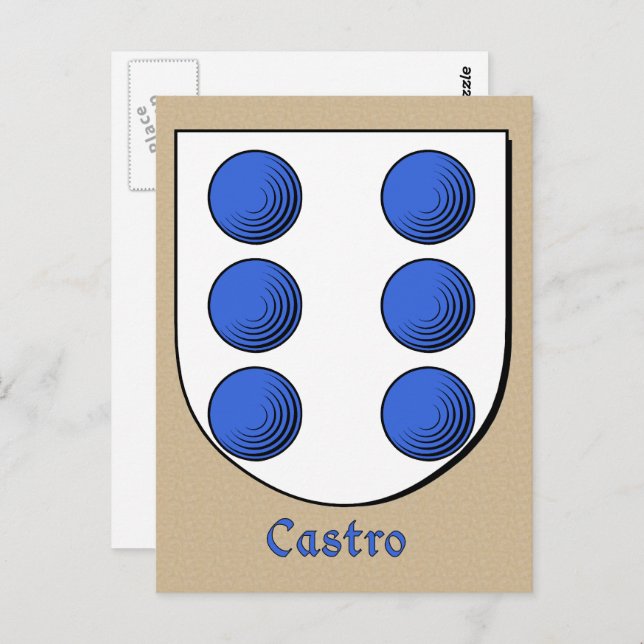 Castro Ancestral Heraldic Shield Postkarte (Vorne/Hinten)