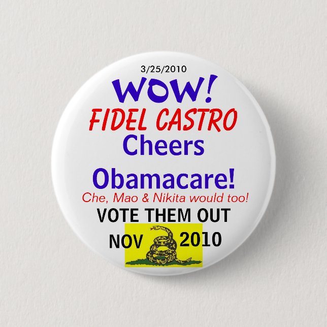 Castro jubelt Obamacare zu Button (Vorderseite)