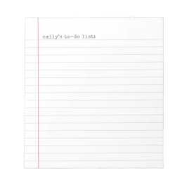 Casual Binder Paper Lined To Do List + Name Notizblock