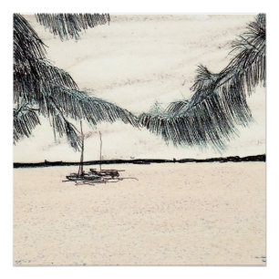 Casuarina-Bäume, Long Island Bahamas Poster