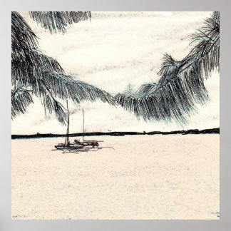 Casuarina-Bäume, Long Island Bahamas Poster
